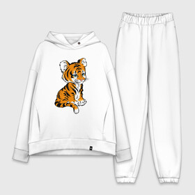 Женский костюм хлопок Oversize с принтом Little Tiger в Новосибирске,  |  | 2022 | animal | cat | lion | tiger | год тигра | животные | зверь | зубы | кот | кошка | лев | охотник | полосатый | природа | тигр | тигренок | тигрица | хищник