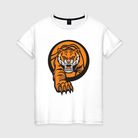Женская футболка хлопок с принтом Жизнь Тигра в Новосибирске, 100% хлопок | прямой крой, круглый вырез горловины, длина до линии бедер, слегка спущенное плечо | 2022 | animal | cat | lion | tiger | год тигра | животные | зверь | зубы | кот | кошка | лев | охотник | полосатый | природа | тигр | тигренок | тигрица | хищник