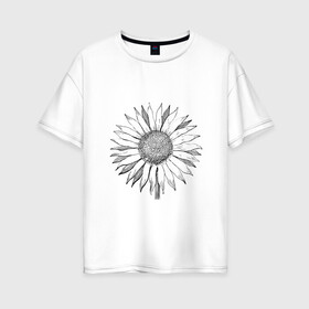 Женская футболка хлопок Oversize с принтом Подсолнух в Новосибирске, 100% хлопок | свободный крой, круглый ворот, спущенный рукав, длина до линии бедер
 | sunflower | подсолнух | цветок