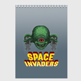 Скетчбук с принтом Space Invaders | Old game (Z) в Новосибирске, 100% бумага
 | 48 листов, плотность листов — 100 г/м2, плотность картонной обложки — 250 г/м2. Листы скреплены сверху удобной пружинной спиралью | Тематика изображения на принте: dendy | invaders | nintendo | shootem up | space invaders | денди | захватчики | космические захватчики | су имбэ | чужаки