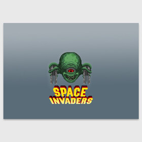 Поздравительная открытка с принтом Space Invaders | Old game (Z) в Новосибирске, 100% бумага | плотность бумаги 280 г/м2, матовая, на обратной стороне линовка и место для марки
 | Тематика изображения на принте: dendy | invaders | nintendo | shootem up | space invaders | денди | захватчики | космические захватчики | су имбэ | чужаки