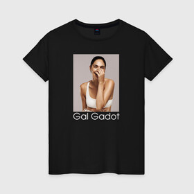 Женская футболка хлопок с принтом Галь Гадот в Новосибирске, 100% хлопок | прямой крой, круглый вырез горловины, длина до линии бедер, слегка спущенное плечо | gal gadot | актриса | галь гадот | известная личность | модель