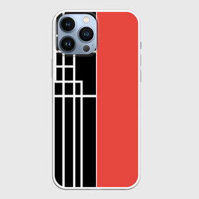 Чехол для iPhone 13 Pro Max с принтом Черный и коралловый арт деко в Новосибирске,  |  | абстрактный | арт | арт деко | белые полосы | геометрический | модный | молодежный | полосы | современный | черный и коралловый