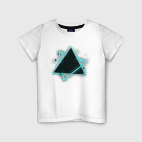Детская футболка хлопок с принтом Треугольник неон в Новосибирске, 100% хлопок | круглый вырез горловины, полуприлегающий силуэт, длина до линии бедер | triangle | геометрия | капли | неон | пересечение | треугольник