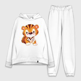 Женский костюм хлопок Oversize с принтом Little Tiger в Новосибирске,  |  | 2022 | animal | cat | lion | tiger | год тигра | животные | зверь | зубы | кот | кошка | лев | охотник | полосатый | природа | тигр | тигренок | тигрица | хищник