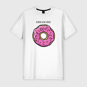 Мужская футболка хлопок Slim с принтом Пончик в Новосибирске, 92% хлопок, 8% лайкра | приталенный силуэт, круглый вырез ворота, длина до линии бедра, короткий рукав | big | donut | dream | пончик | сладость