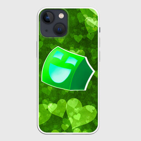 Чехол для iPhone 13 mini с принтом Geometry Dash | Green Love (Z) в Новосибирске,  |  | 2d | arcade | game | geometry dash | meltdown | robtop | аркада | геометри даш | геометрическая черточка | геометрический тире | раннер