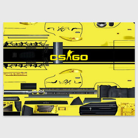 Поздравительная открытка с принтом CS GO YELLOW SKIN в Новосибирске, 100% бумага | плотность бумаги 280 г/м2, матовая, на обратной стороне линовка и место для марки
 | Тематика изображения на принте: awp | counter strike | cs go | skin cs | team cs | скины оружия