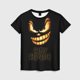 Женская футболка 3D с принтом Happy Halloween в Новосибирске, 100% полиэфир ( синтетическое хлопкоподобное полотно) | прямой крой, круглый вырез горловины, длина до линии бедер | halloween | holiday | pumpkin | samayn | vampire | zombie | вампир | ведьма | вечеринка | день всех святых | зомби | карнавал | маскарад | мертвец | оборотень | привидение | самайн | светильник джека | страшный джек | труп