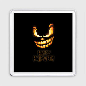 Магнит 55*55 с принтом Happy Halloween в Новосибирске, Пластик | Размер: 65*65 мм; Размер печати: 55*55 мм | Тематика изображения на принте: halloween | holiday | pumpkin | samayn | vampire | zombie | вампир | ведьма | вечеринка | день всех святых | зомби | карнавал | маскарад | мертвец | оборотень | привидение | самайн | светильник джека | страшный джек | труп