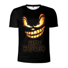 Мужская футболка 3D спортивная с принтом Happy Halloween в Новосибирске, 100% полиэстер с улучшенными характеристиками | приталенный силуэт, круглая горловина, широкие плечи, сужается к линии бедра | halloween | holiday | pumpkin | samayn | vampire | zombie | вампир | ведьма | вечеринка | день всех святых | зомби | карнавал | маскарад | мертвец | оборотень | привидение | самайн | светильник джека | страшный джек | труп