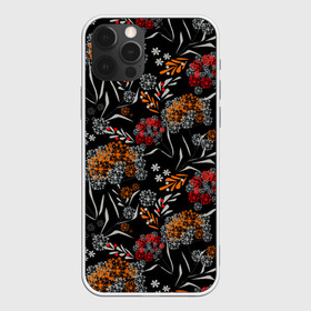 Чехол для iPhone 12 Pro Max с принтом Цветочный модный узор  в Новосибирске, Силикон |  | красный и желтый | листья | осенние листья | осенний | темный | укроп | цветочный узор | цветы | черный
