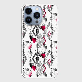Чехол для iPhone 13 Pro с принтом Абстрактный современный узор в Новосибирске,  |  | абстрактный | ажурный | бабочки | винтажный | красное сердце | лоскуты | любовь | пэчворк | ретро | сердце | современный | черный и белый