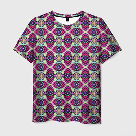 Мужская футболка 3D с принтом Абстрактный современный узор в Новосибирске, 100% полиэфир | прямой крой, круглый вырез горловины, длина до линии бедер | арабский | красный | оливковый | орнамент | пляжный | популярный | разноцветный | этнический орнамент