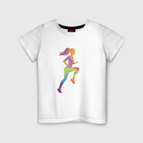 Детская футболка хлопок с принтом формула фитнес в Новосибирске, 100% хлопок | круглый вырез горловины, полуприлегающий силуэт, длина до линии бедер | бег | город | девушка | дистанция | забег | клуб | кроссовки | марафон | спорт | спортсмен | фитнес