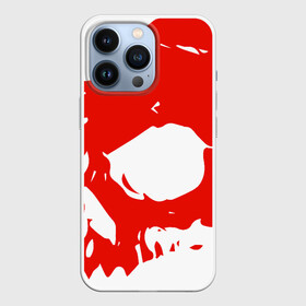 Чехол для iPhone 13 Pro с принтом Веселый роджер в Новосибирске,  |  | Тематика изображения на принте: ирокез | красный | скелет | страшный | челюсть | череп