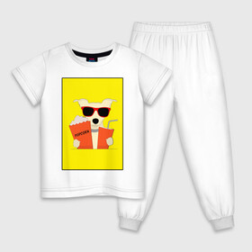 Детская пижама хлопок с принтом Пес кинофил в Новосибирске, 100% хлопок |  брюки и футболка прямого кроя, без карманов, на брюках мягкая резинка на поясе и по низу штанин
 | кино | киноман | киносеанс | кинотеатр | кинофил | пес | собака