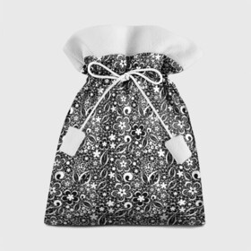 Подарочный 3D мешок с принтом Кружевной черно белый узор в Новосибирске, 100% полиэстер | Размер: 29*39 см | Тематика изображения на принте: ажурный | ажурный узор | бумажные цветы | детский | женский | завитушки | кружевной узор | цветочное кружево | цветы