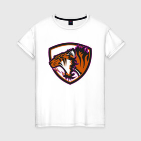 Женская футболка хлопок с принтом Тигр Убийца в Новосибирске, 100% хлопок | прямой крой, круглый вырез горловины, длина до линии бедер, слегка спущенное плечо | 2022 | animal | cat | lion | tiger | год тигра | животные | зверь | зубы | кот | кошка | лев | охотник | полосатый | природа | тигр | тигренок | тигрица | хищник