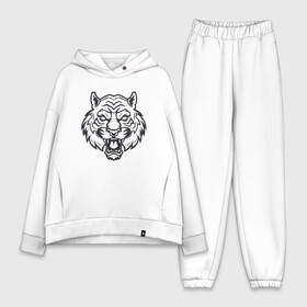 Женский костюм хлопок Oversize с принтом White Tiger в Новосибирске,  |  | 2022 | animal | cat | lion | tiger | год тигра | животные | зверь | зубы | кот | кошка | лев | охотник | полосатый | природа | тигр | тигренок | тигрица | хищник