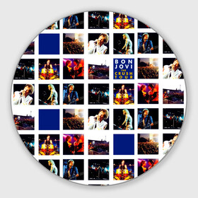 Коврик для мышки круглый с принтом The Crush Tour - Bon Jovi в Новосибирске, резина и полиэстер | круглая форма, изображение наносится на всю лицевую часть | Тематика изображения на принте: bon jovi | john | альбом | арена | бон | бон джови | глэм | группа | джови | джон | метал | музыка | надпись | песни | поп | попрок | рок | рокер | смайл | солист | софт | стена | хард | хеви | хевиметал