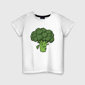 Детская футболка хлопок с принтом Брокколи в Новосибирске, 100% хлопок | круглый вырез горловины, полуприлегающий силуэт, длина до линии бедер | брокколи | еда | зож | капуста | овощ | растения