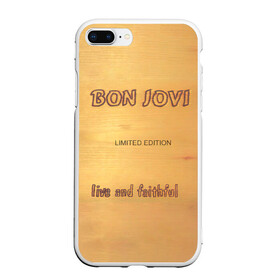 Чехол для iPhone 7Plus/8 Plus матовый с принтом Live and Faithful - Bon Jovi в Новосибирске, Силикон | Область печати: задняя сторона чехла, без боковых панелей | bon jovi | john | альбом | арена | бон | бон джови | глэм | группа | джови | джон | метал | музыка | надпись | песни | поп | попрок | рок | рокер | смайл | солист | софт | стена | хард | хеви | хевиметал