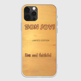 Чехол для iPhone 12 Pro с принтом Live and Faithful - Bon Jovi в Новосибирске, силикон | область печати: задняя сторона чехла, без боковых панелей | bon jovi | john | альбом | арена | бон | бон джови | глэм | группа | джови | джон | метал | музыка | надпись | песни | поп | попрок | рок | рокер | смайл | солист | софт | стена | хард | хеви | хевиметал