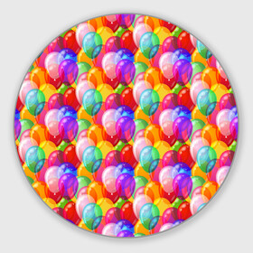 Коврик для мышки круглый с принтом Воздушные Шары в Новосибирске, резина и полиэстер | круглая форма, изображение наносится на всю лицевую часть | birthday | happy birthday | holiday | воздушные шары | день рождения | именины | подарки | праздник | торт | юбилей