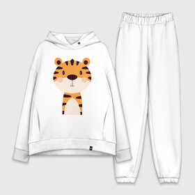 Женский костюм хлопок Oversize с принтом Cartoon Tiger в Новосибирске,  |  | 2022 | animal | cat | lion | tiger | год тигра | животные | зверь | зубы | кот | кошка | лев | охотник | полосатый | природа | тигр | тигренок | тигрица | хищник