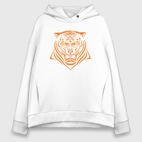 Женское худи Oversize хлопок с принтом Orange Tiger в Новосибирске, френч-терри — 70% хлопок, 30% полиэстер. Мягкий теплый начес внутри —100% хлопок | боковые карманы, эластичные манжеты и нижняя кромка, капюшон на магнитной кнопке | 2022 | animal | cat | lion | tiger | год тигра | животные | зверь | зубы | кот | кошка | лев | охотник | полосатый | природа | тигр | тигренок | тигрица | хищник