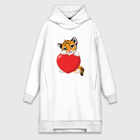 Платье-худи хлопок с принтом Tiger Love в Новосибирске,  |  | 2022 | animal | cat | heart | lion | love | tiger | год тигра | животные | зверь | зубы | кот | кошка | лев | люблю | любовь | охотник | полосатый | природа | сердце | тигр | тигренок | тигрица | хищник