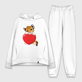 Женский костюм хлопок Oversize с принтом Tiger Love в Новосибирске,  |  | 2022 | animal | cat | heart | lion | love | tiger | год тигра | животные | зверь | зубы | кот | кошка | лев | люблю | любовь | охотник | полосатый | природа | сердце | тигр | тигренок | тигрица | хищник