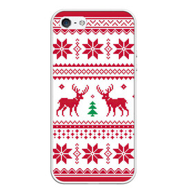 Чехол для iPhone 5/5S матовый с принтом Зимняя ночь в Новосибирске, Силикон | Область печати: задняя сторона чехла, без боковых панелей | арт | вязаный рисунок | вязь | дерево | ёлка | ёлки | ель | новый год | олени | олень | рисунок | рождество | снег | снежинка | снежинки