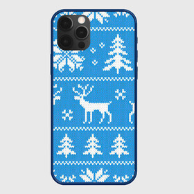 Чехол для iPhone 12 Pro с принтом Зимняя ночь в Новосибирске, силикон | область печати: задняя сторона чехла, без боковых панелей | арт | вязаный рисунок | вязь | ёлка | ёлки | ель | лес | новый год | ночь | олени | олень | рисунок | рождество | снег | снеговик | снеговики | снежинка | снежинки