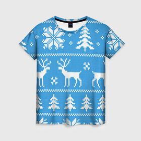 Женская футболка 3D с принтом Зимняя ночь в Новосибирске, 100% полиэфир ( синтетическое хлопкоподобное полотно) | прямой крой, круглый вырез горловины, длина до линии бедер | арт | вязаный рисунок | вязь | ёлка | ёлки | ель | лес | новый год | ночь | олени | олень | рисунок | рождество | снег | снеговик | снеговики | снежинка | снежинки