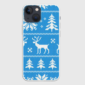 Чехол для iPhone 13 mini с принтом Зимняя ночь в Новосибирске,  |  | арт | вязаный рисунок | вязь | ёлка | ёлки | ель | лес | новый год | ночь | олени | олень | рисунок | рождество | снег | снеговик | снеговики | снежинка | снежинки