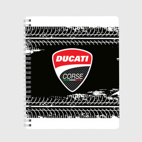 Тетрадь с принтом Ducati | Дукати (Z) в Новосибирске, 100% бумага | 48 листов, плотность листов — 60 г/м2, плотность картонной обложки — 250 г/м2. Листы скреплены сбоку удобной пружинной спиралью. Уголки страниц и обложки скругленные. Цвет линий — светло-серый
 | Тематика изображения на принте: audi | audi ag | corse | ducati | ducati motor holding | hypermotard | multistrada | panigale | scrambler | streetfighter | supersport | дукати | корсе | массимо борди | мото | мотокросс | фабио тальони