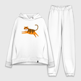 Женский костюм хлопок Oversize с принтом Jumping Tiger в Новосибирске,  |  | 2022 | animal | cat | lion | tiger | год тигра | животные | зверь | зубы | кот | кошка | лев | охотник | полосатый | природа | тигр | тигренок | тигрица | хищник