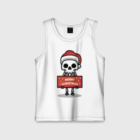 Детская майка хлопок с принтом Merry Christmas joke в Новосибирске,  |  | holiday | joke | merry christmas | new year | poster | skeleton | skull | новый год | постер | праздник | рождество | скелет | череп | шутка