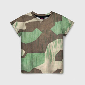 Детская футболка 3D с принтом Камуфляж хаки армейский в Новосибирске, 100% гипоаллергенный полиэфир | прямой крой, круглый вырез горловины, длина до линии бедер, чуть спущенное плечо, ткань немного тянется | army | beige | brown | camouflage | green | khaki | military | rhombuses | spots | армейский | бежевый | зелёный | камуфляж | коричневый | милитари | пятна | ромбы | хаки