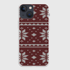 Чехол для iPhone 13 mini с принтом Вязаный рисунок в Новосибирске,  |  | арт | вязаный рисунок | вязь | новый год | рисунок | рождество | ромб | ромбик | ромбы | снег | снежинка | снежинки