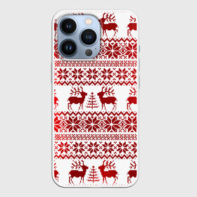 Чехол для iPhone 13 Pro с принтом Олени в зимнем лесу в Новосибирске,  |  | арт | вязаный рисунок | вязь | ёлка | ёлки | ель | новый год | ночь | олени | олень | рисунок | рога | рождество | снег | снеговик | снеговики | снежинка | снежинки