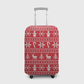 Чехол для чемодана 3D с принтом Новогодний атрибуты в Новосибирске, 86% полиэфир, 14% спандекс | двустороннее нанесение принта, прорези для ручек и колес | арт | вязаный рисунок | вязь | дерево | деревья | ёлка | ёлки | ель | конфета | конфеты | новый год | ночь | олени | олень | рисунок | рога | рождество | снег | снеговик | снеговики | снежинка | снежинки