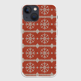 Чехол для iPhone 13 mini с принтом Вязаный рисунок в Новосибирске,  |  | арт | вязаный рисунок | вязь | новый год | рисунок | рождество | снег | снежинка | снежинки