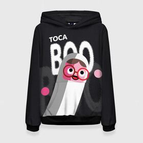 Женская толстовка 3D с принтом Toca Boo в Новосибирске, 100% полиэстер  | двухслойный капюшон со шнурком для регулировки, мягкие манжеты на рукавах и по низу толстовки, спереди карман-кенгуру с мягким внутренним слоем. | digital toys | gamer | games | helicopter taxi | pets | toca boca | toca hair salon | toca kitchen | toca life | toca life city | toca life worl | toca tea party | video games | игры