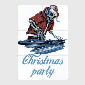 Магнитный плакат 2Х3 с принтом Christmas party, cool DJ в Новосибирске, Полимерный материал с магнитным слоем | 6 деталей размером 9*9 см | disco | dj | holiday | hype | merry christmas | new year | party | skeleton | skull | вечеринка | дискотека | новый год | праздник | рождество | скелет | хайп | череп