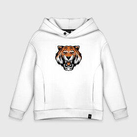 Детское худи Oversize хлопок с принтом Tiger Roar в Новосибирске, френч-терри — 70% хлопок, 30% полиэстер. Мягкий теплый начес внутри —100% хлопок | боковые карманы, эластичные манжеты и нижняя кромка, капюшон на магнитной кнопке | 2022 | animal | cat | lion | tiger | год тигра | животные | зверь | зубы | кот | кошка | лев | охотник | полосатый | природа | тигр | тигренок | тигрица | хищник