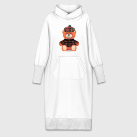 Платье удлиненное хлопок с принтом Медвежонок шотландец в Новосибирске,  |  | медведь | медвежонок | милый | оранжевый | плюшевый | пушистый