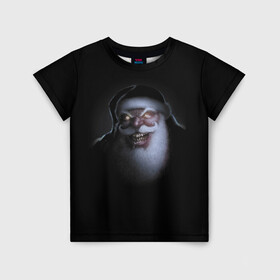 Детская футболка 3D с принтом Свирепый кровожадный Санта в Новосибирске, 100% гипоаллергенный полиэфир | прямой крой, круглый вырез горловины, длина до линии бедер, чуть спущенное плечо, ткань немного тянется | beard | hype | jaw | moustache | muzzle | new year | saliva | santa klaus | teeth | view | борода | взгляд | дед мороз | зубы | новый год | пасть | слюна | усы | хайп